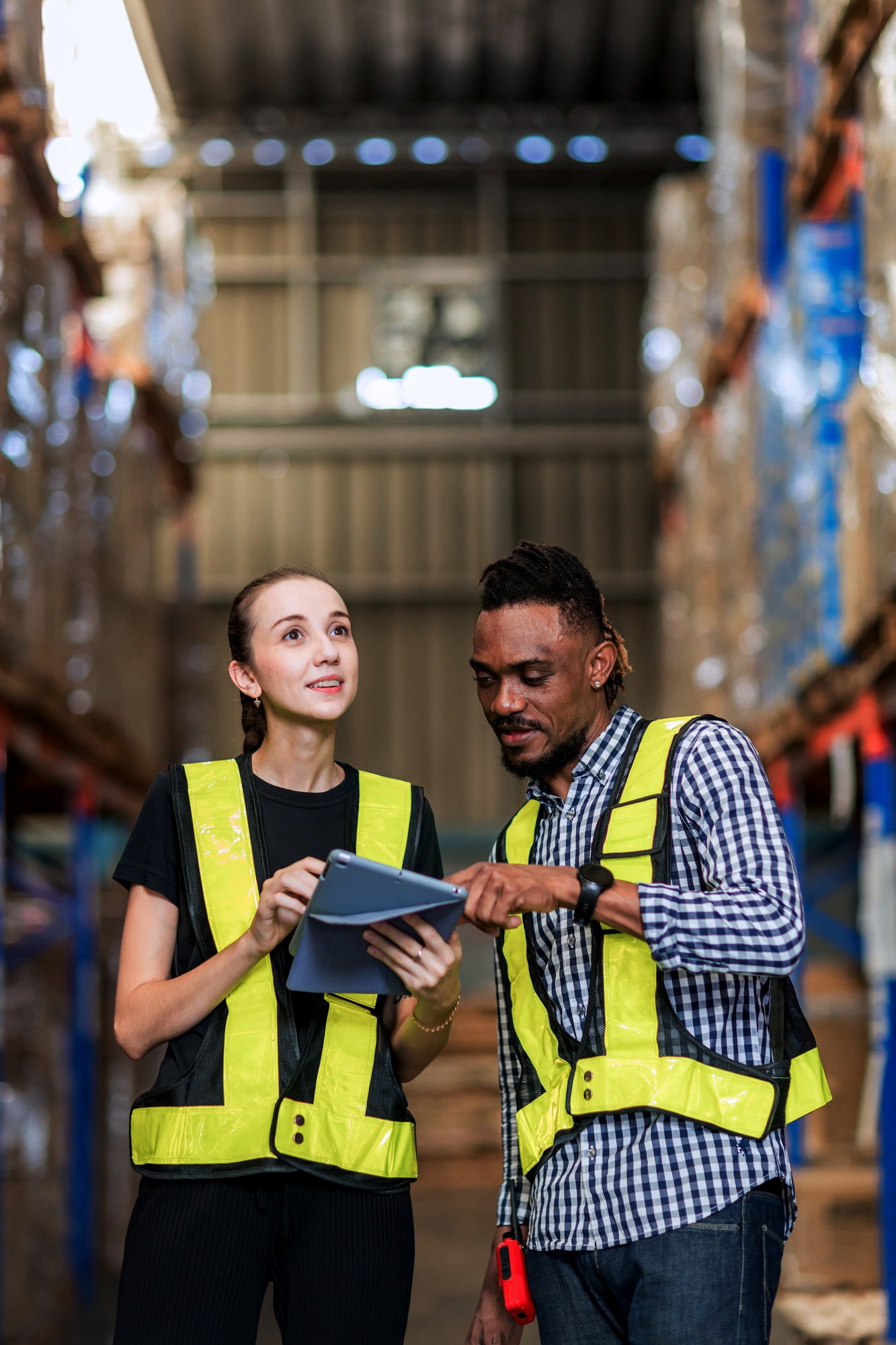 Warehouse worker working in warehouse storage.